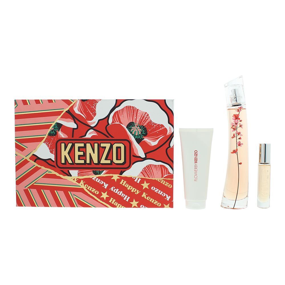 Set Kenzo: Flower Ikebana Sakura, Apa de parfum, Femei, 75 ml + Flower Ikebana Sakura, Apa de parfum, Femei, 10 ml + Flower Ikebana Sakura, Hydrating, Body Lotion, 75 ml