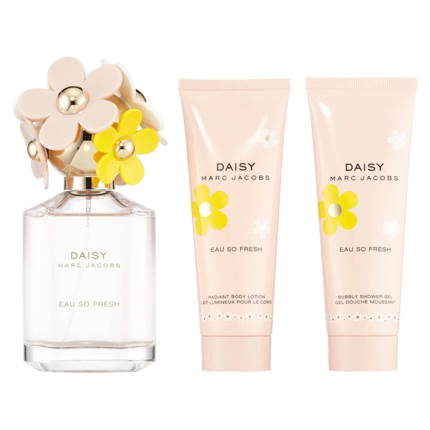 Set Marc Jacobs: Daisy Eau So Fresh, Apa de toaleta, Femei, 75 ml + Daisy Eau So Fresh, Hydrating, Body Lotion, 75 ml + Daisy Eau So Fresh, Hydrating, Shower Gel, All Skin Types, 75 ml