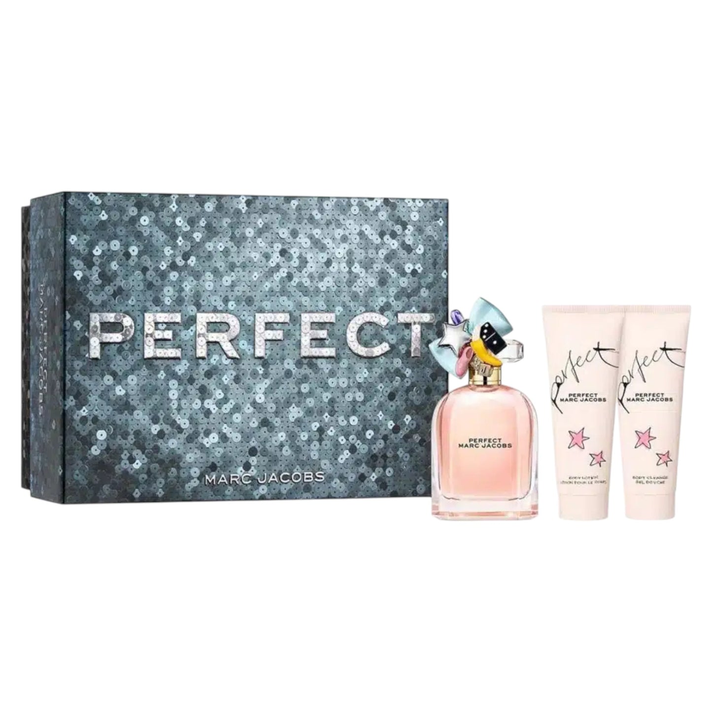 Set Marc Jacobs: Perfect, Apa de parfum, Femei, 100 ml + Perfect, Hydrating, Body Lotion, 75 ml + Perfect, Hydrate, Shower Gel, All Skin Types, 75 ml