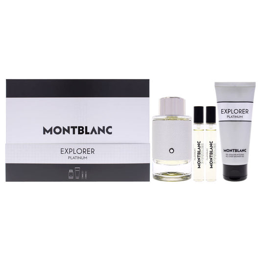 Set Montblanc: Explorer Platinum, Eau De Parfum, Barbati, 100 ml + Explorer Platinum, Eau De Parfum, Barbati, 2 pcs, 7.5 ml + Explorer Platinum, Cleansing, Shower Gel, For All Skin Types, 100 ml