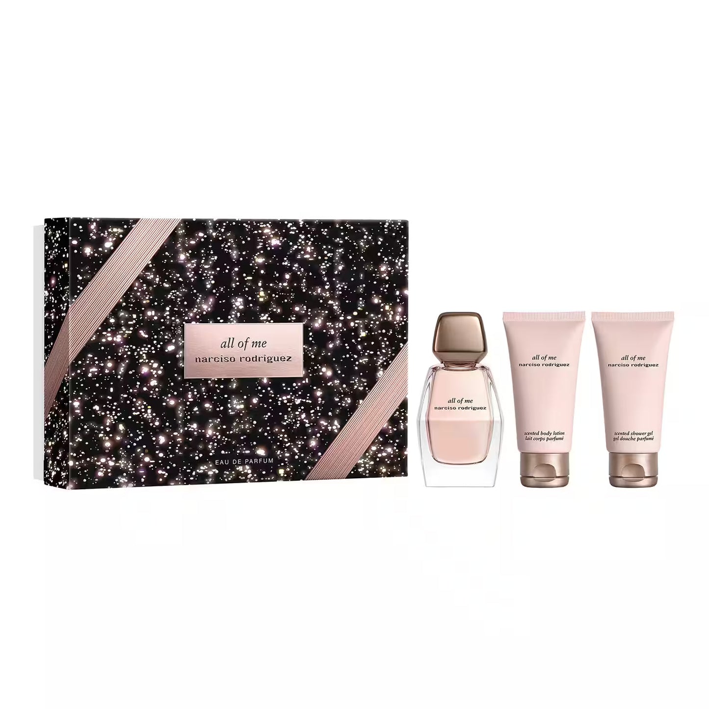 Set Narciso Rodriguez: All Of Me, Apa de parfum, Femei, 50 ml + All Of Me, Hydrating, Body Lotion, 50 ml + All Of Me, Cleansing, Shower Gel, All Over The Body, For All Skin Types, 50 ml