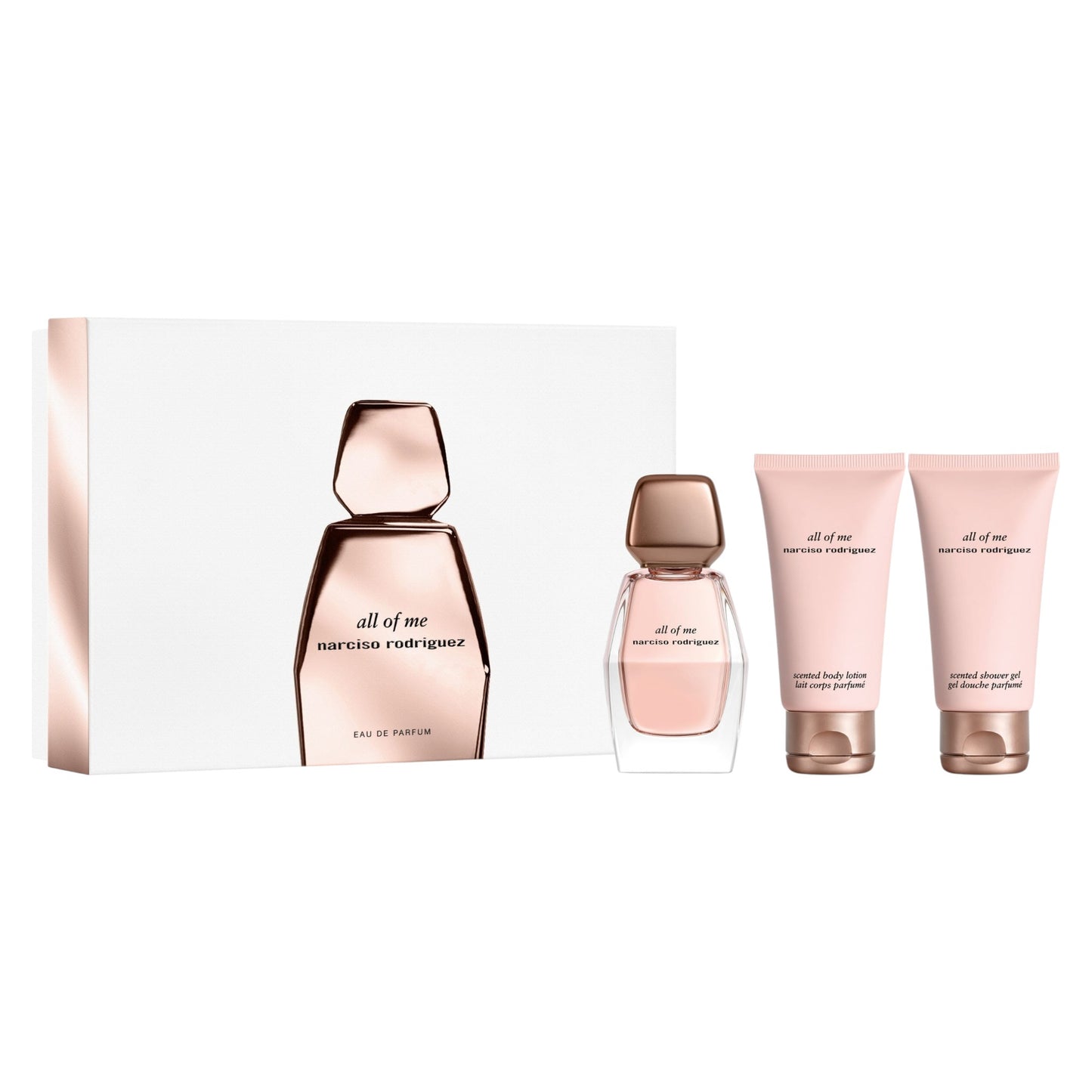 Set Narciso Rodriguez: All Of Me, Apa de parfum, Femei, 50 ml + All Of Me, Hydrating, Body Lotion, 50 ml + All Of Me, Hydrating, Shower Gel, All Skin Types, 50 ml