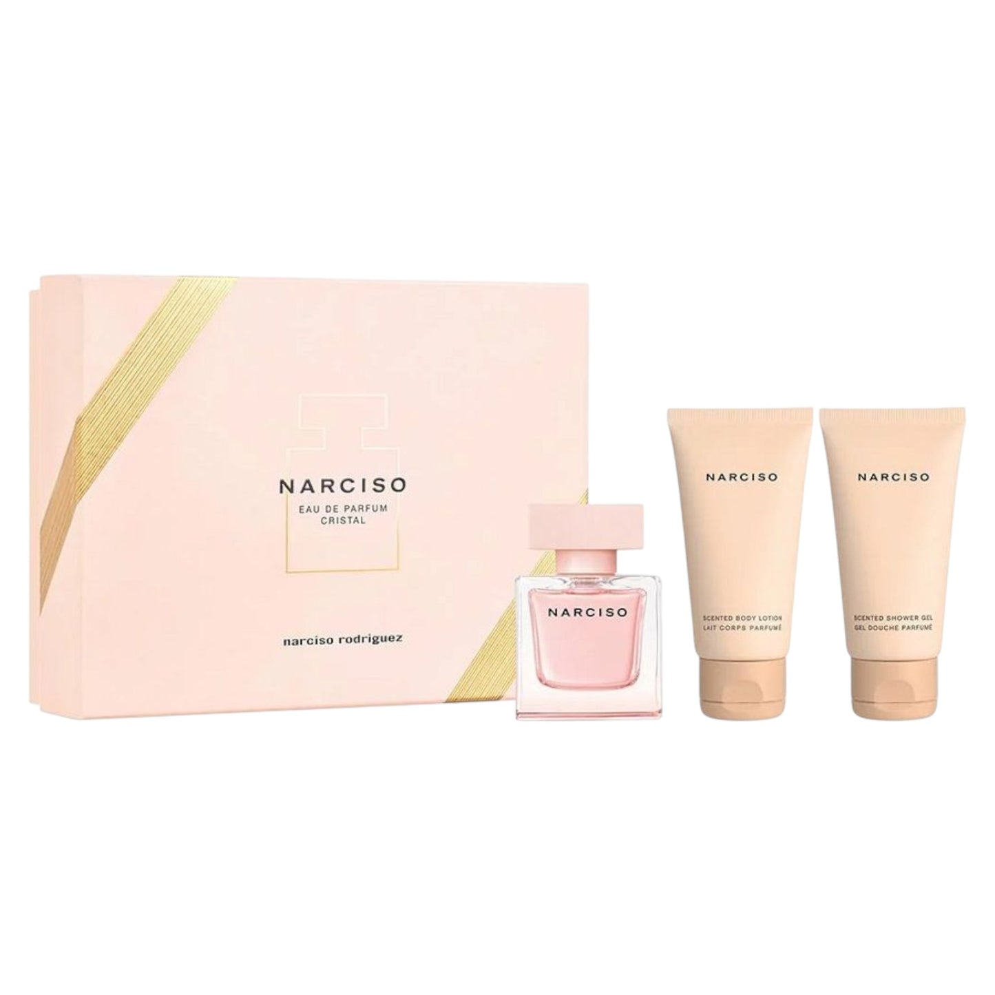 Set Narciso Rodriguez: Cristal, Apa de parfum, Femei, 50 ml + Cristal, Hydrating, Shower Gel, All Skin Types, 50 ml + Cristal, Hydrating, Body Lotion, 50 ml