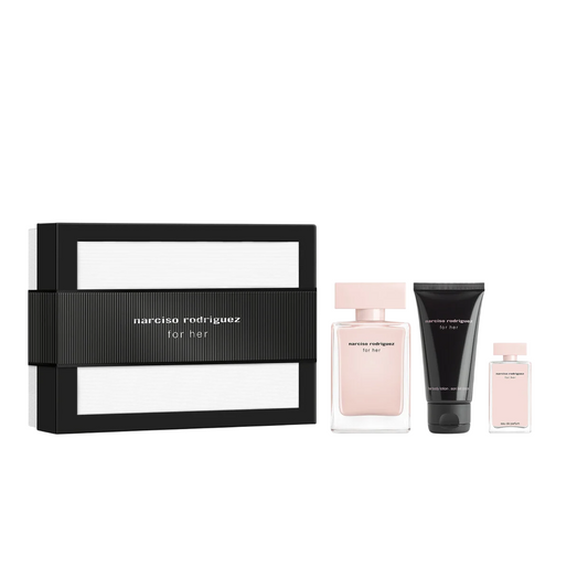 Set Narciso Rodriguez: For Her, Eau De Parfum, For Femei, 50 ml + For Her, Eau De Parfum, For Femei, 7.5 ml + For Her, Hydrating, Body Lotion, 50 ml