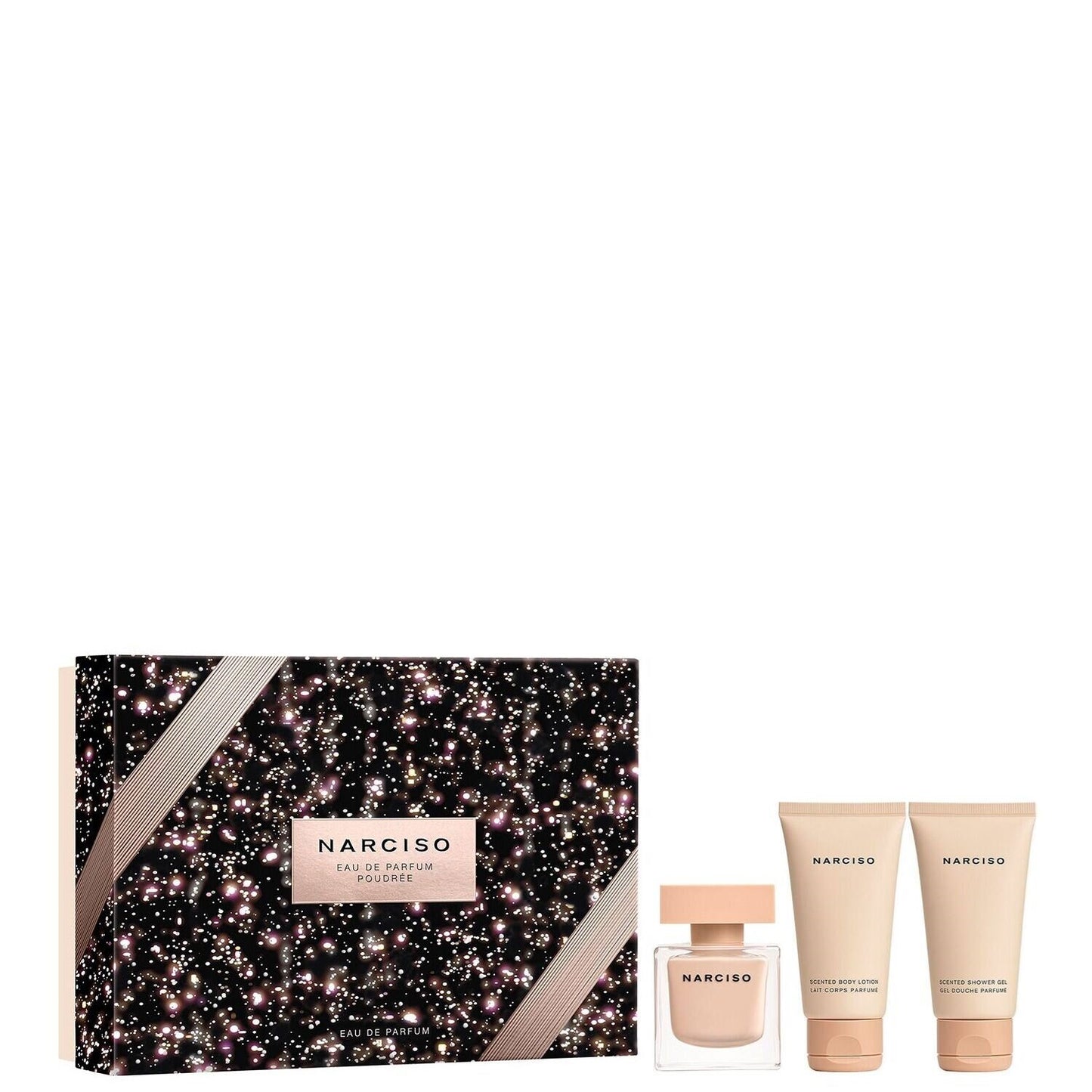 Set Narciso Rodriguez: Narciso Poudree, Apa de parfum, Femei, 50 ml + Narciso Poudree, Hydrating, Body Lotion, 50 ml + Narciso Poudree, Cleansing, Shower Gel, All Over The Body, For All Skin Types, 50 ml