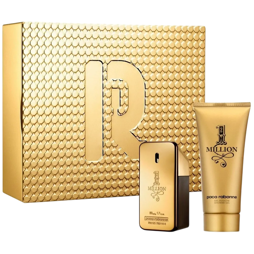 Set Paco Rabanne: 1 Million, Apa de parfum, Barbati, 50 ml + 1 Million, Shower Gel, For All Skin Types, 100 ml