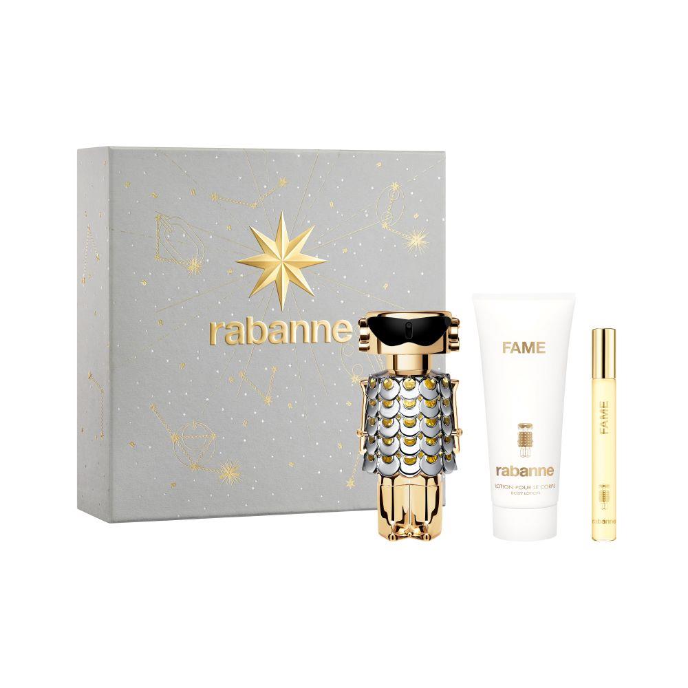 Set Paco Rabanne: Fame, Apa de parfum, Femei, 80 ml + Fame, Apa de parfum, Femei, 10 ml + Fame, Hydrating, Body Lotion, 100 ml