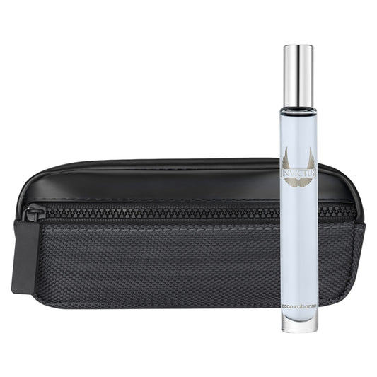 Set Paco Rabanne: Invictus, Apa de Toaleta, Barbati, 10 ml *Miniature + Invictus, Travel, Pouch, Black