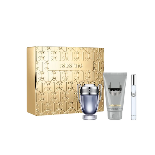 Set Paco Rabanne: Invictus, Eau De Toilette, Barbati, 50 ml + Invictus, Eau De Toilette, Barbati, 10 ml + Invictus, Shower Gel, For All Skin Types, 100 ml