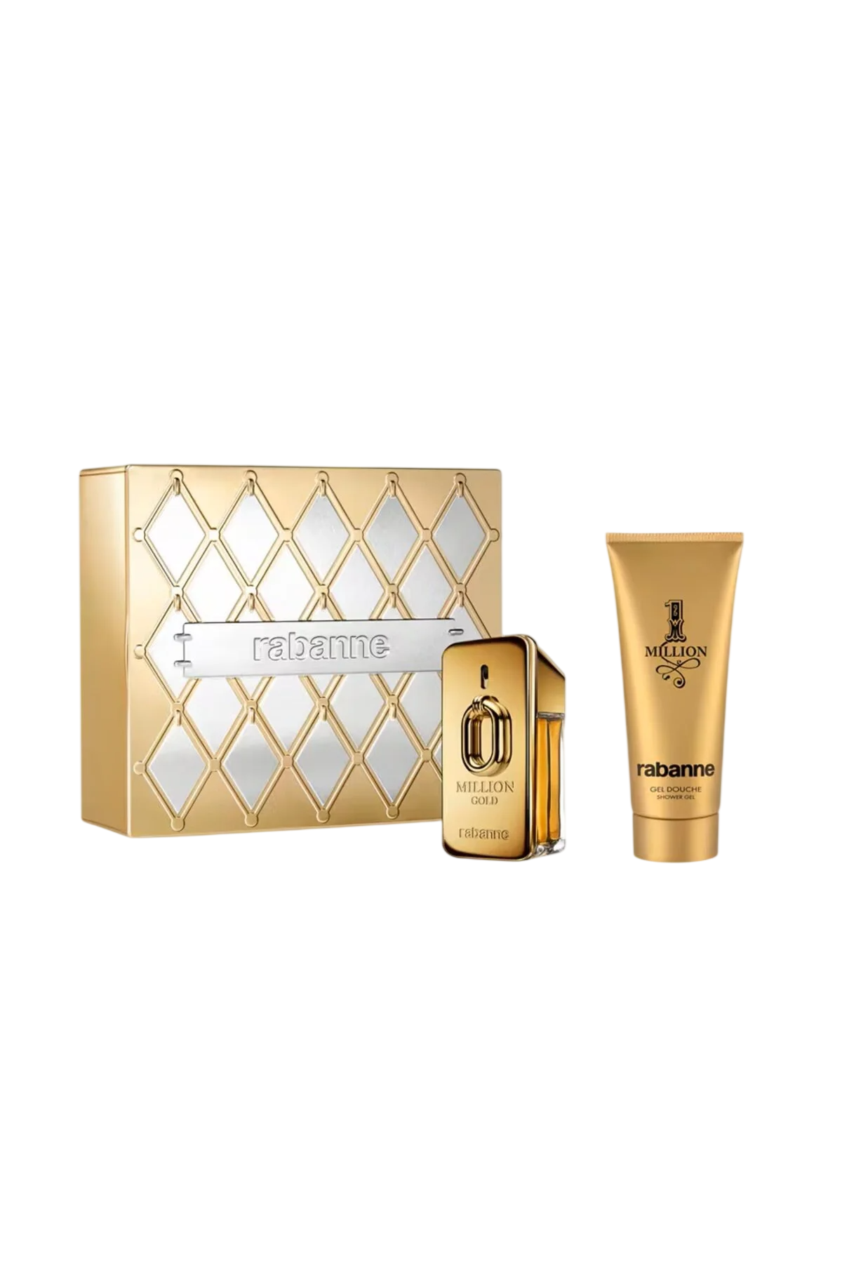 Set Paco Rabanne: Million Gold, Apa de parfum, Femei, Refillable, 50 ml + Million Gold, Shower Gel, 100 ml