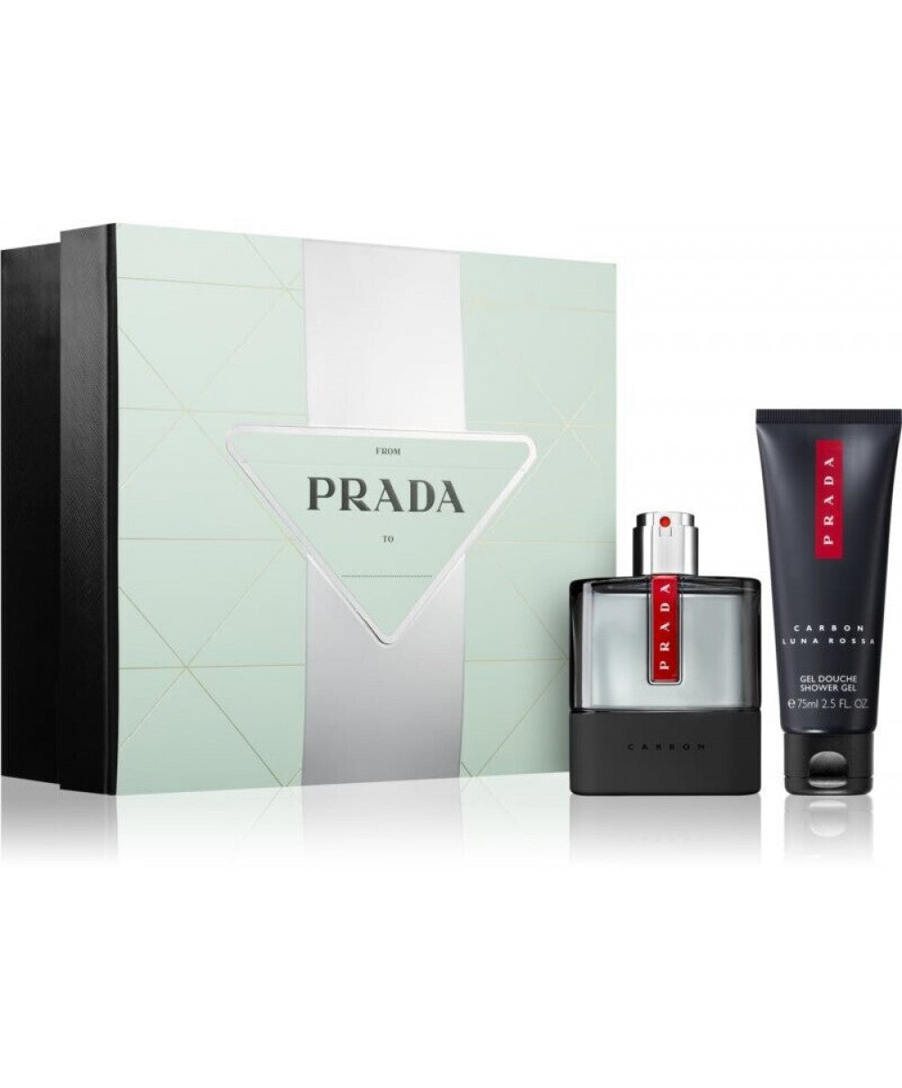 Set Prada: Luna Rossa Carbon, Apa de toaleta, Barbati, 50 ml + Luna Rossa Carbon, Revitalized, Shower Gel, Body, 75 ml