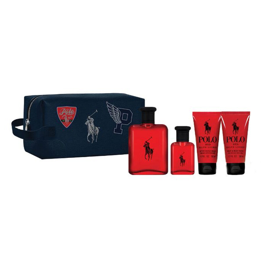 Set Ralph Lauren: Polo Red, Apa de toaleta, Barbati, 125 ml + Polo Red, Apa de toaleta, Barbati, 40 ml + Polo Red, Moisturizing, After-Shave Balm, 50 ml + Polo Red, Shower Gel & Shampoo 2-In-1, 50 ml