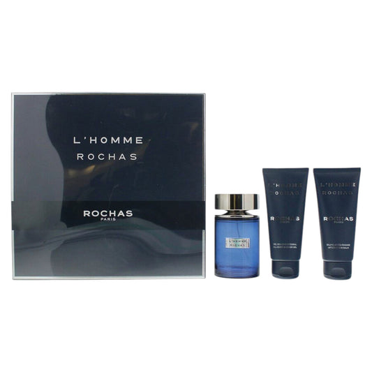 Set Rochas: L'Homme Rochas, Eau De Toilette, Barbati, 100 ml + L'Homme Rochas, Hydrating, Shower Gel, All Skin Types, 100 ml + L'Homme Rochas, Hydrating, After-Shave Balm, 100 ml