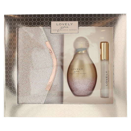 Set Sarah Jessica Parker: Lovely You, Apa de parfum, Femei, 100 ml + Lovely You, Apa de parfum, Femei, 10 ml + Lovely You, Textile Handbag, Badge Holder, Rose