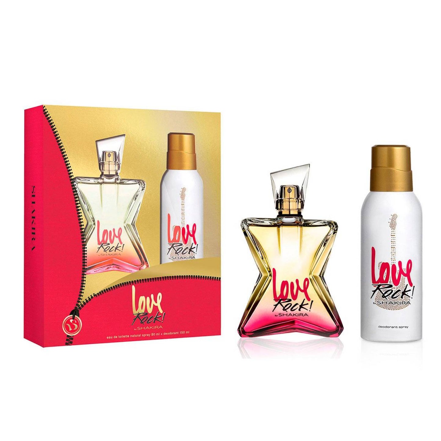 Set Shakira: Love Rock, Apa de toaleta, Femei, 80 ml + Love Rock, Floral, Deodorant Spray, Unisex, 150 ml