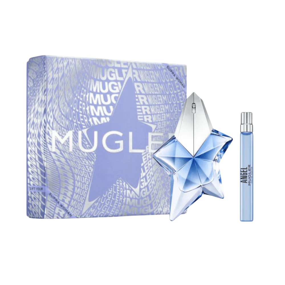 Set Thierry Mugler: Angel, Apa de parfum, Femei, Refillable, 100 ml + Angel, Apa de parfum, Femei, 10 ml