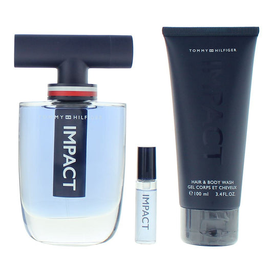 Set Tommy Hilfiger: Impact, Apa de toaleta, Barbati, 100 ml + Impact, Apa de toaleta, Barbati, 4 ml + Impact, Shower Gel, Body, 100 ml
