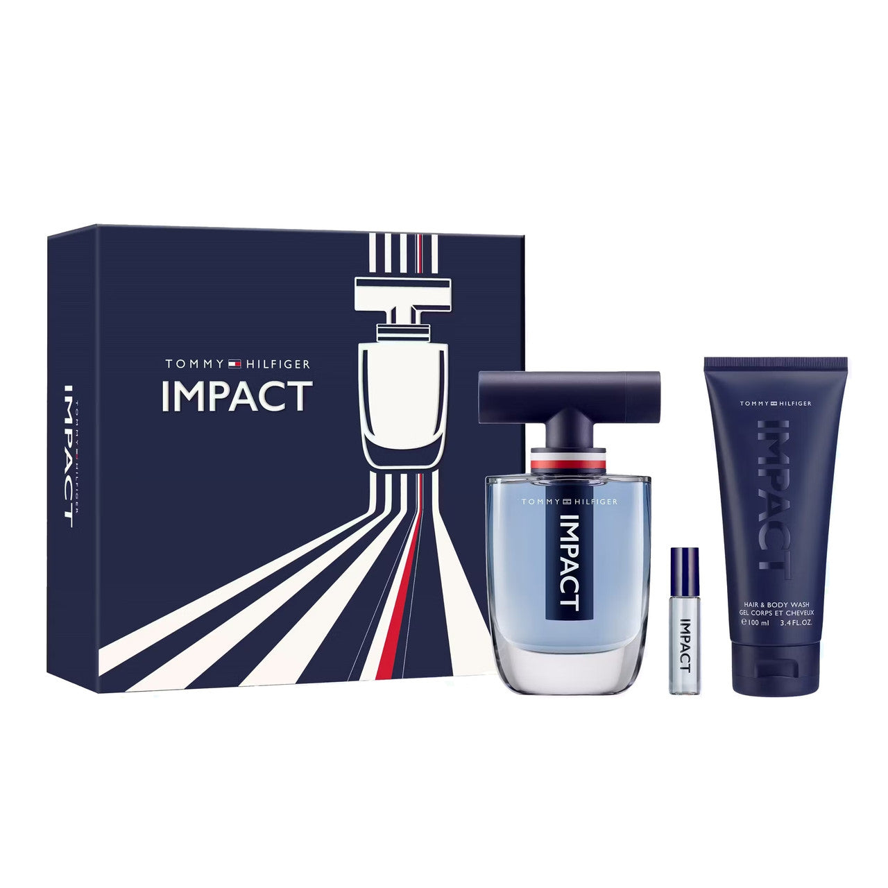 Set Tommy Hilfiger: Impact, Apa de toaleta, Barbati, 50 ml + Impact, Apa de toaleta, Barbati, 4 ml + Impact, Shower Gel, Body, 100 ml
