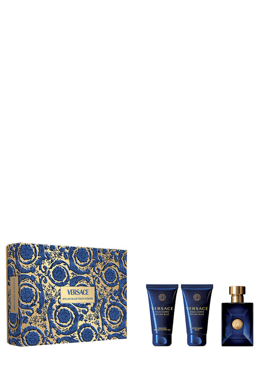 Set Versace: Dylan Blue, Eau De Toilette, Barbati, 50 ml + Dylan Blue, Calming, After-Shave Balm, 50 ml + Dylan Blue, Shower Gel, For All Skin Types, 50 ml