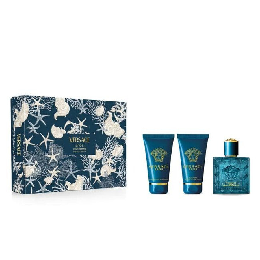Set Versace: Eros, Apa de toaleta, Barbati, 50 ml + Eros, Shower Gel, For All Skin Types, 50 ml + Eros, Hydrating, After-Shave Balm, 50 ml