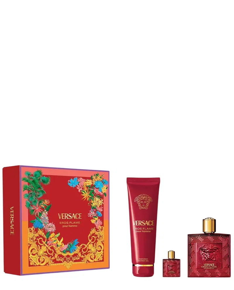 Set Versace: Eros Flame, Eau De Parfum, Barbati, 100 ml + Eros Flame, Shower Gel, 150 ml + Eros Flame, Eau De Parfum, Barbati, 5 ml