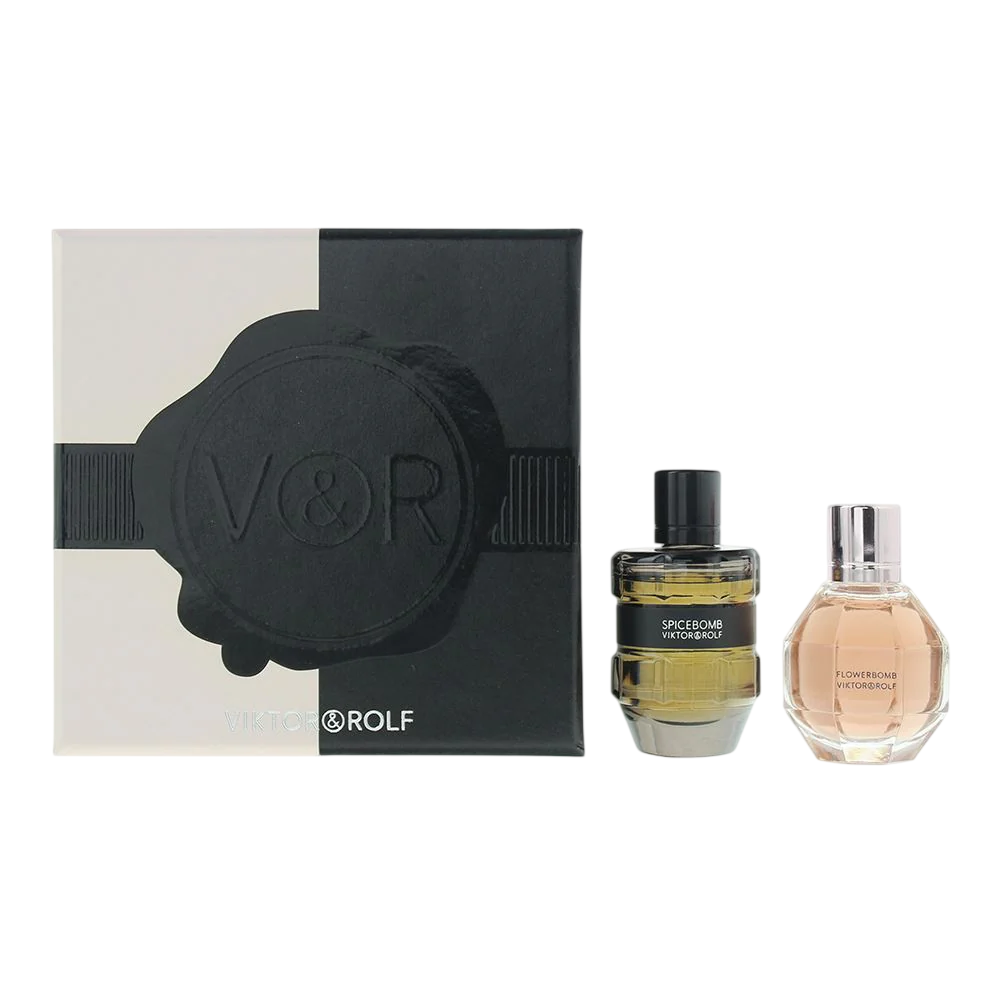 Set Viktor & Rolf: Flowerbomb, Apa de parfum, Femei, 7 ml + Spicebomb, Apa de toaleta, Barbati, 7 ml