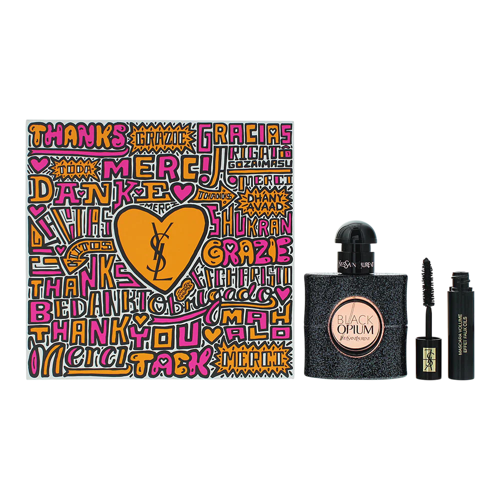 Set Yves Saint Laurent: Black Opium, Apa de parfum, Femei, 30 ml + Volume Effet Faux Cils, Mascara, Black, 2 ml *Miniature