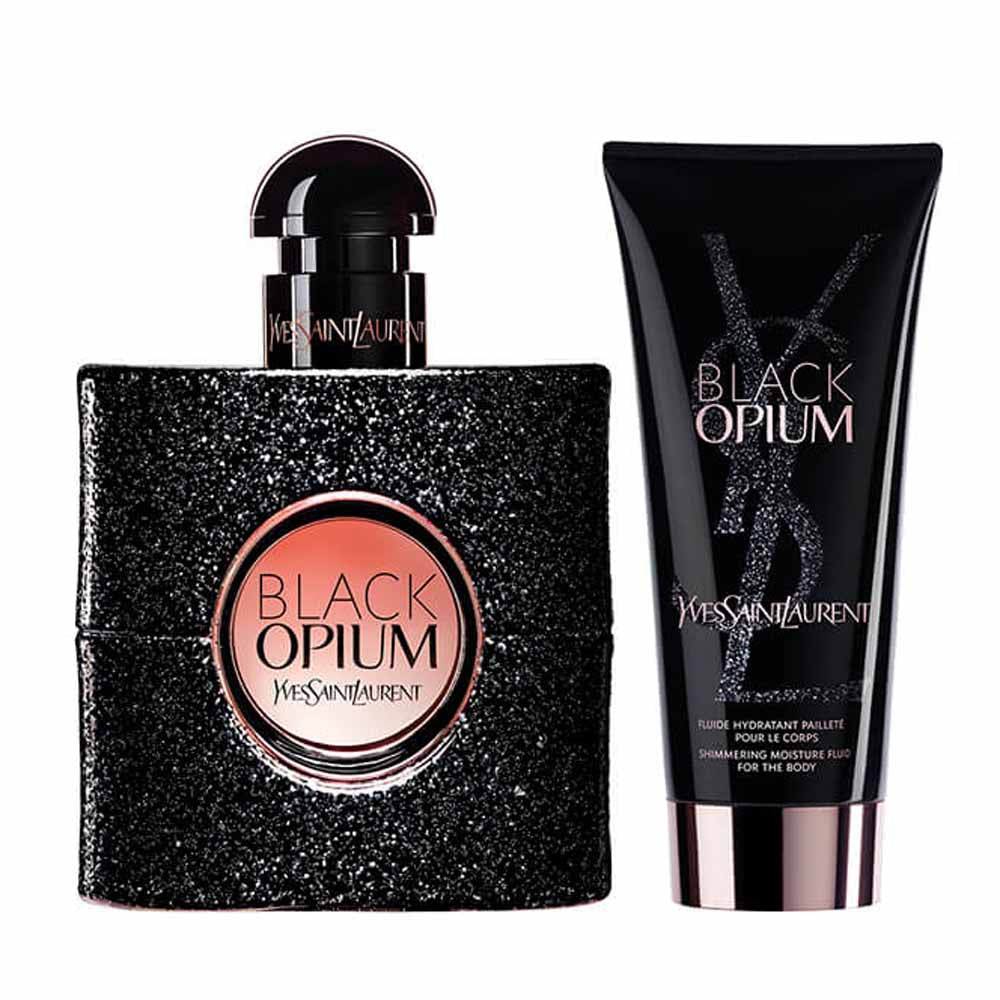 Set Yves Saint Laurent: Black Opium, Hydrating, Body Lotion, 50 ml + Black Opium, Apa de parfum, Femei, 50 ml