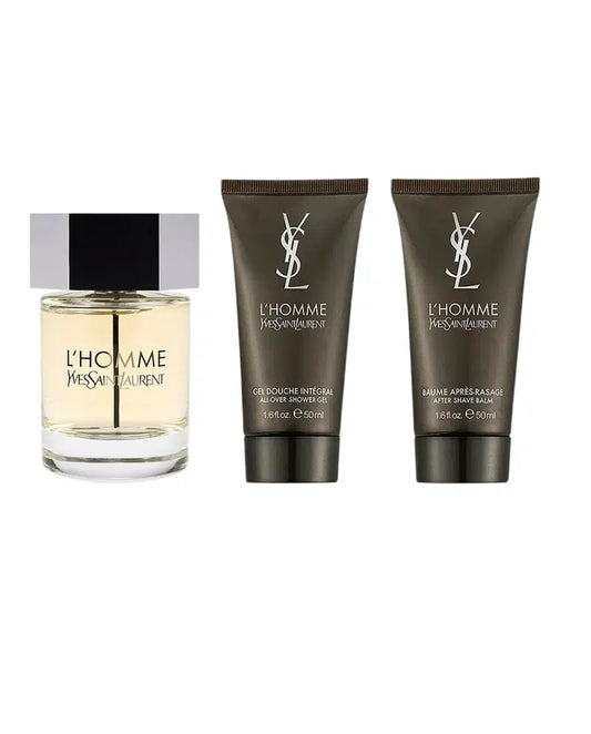 Set Yves Saint Laurent:  L'Homme, Eau De Toilette, For Men, 100 ml +  L'Homme, Hydrating & Soothing, After-Shave Balm, 50 ml +  L'Homme, Cleansing, Shower Gel, For All Skin Types, 50 ml