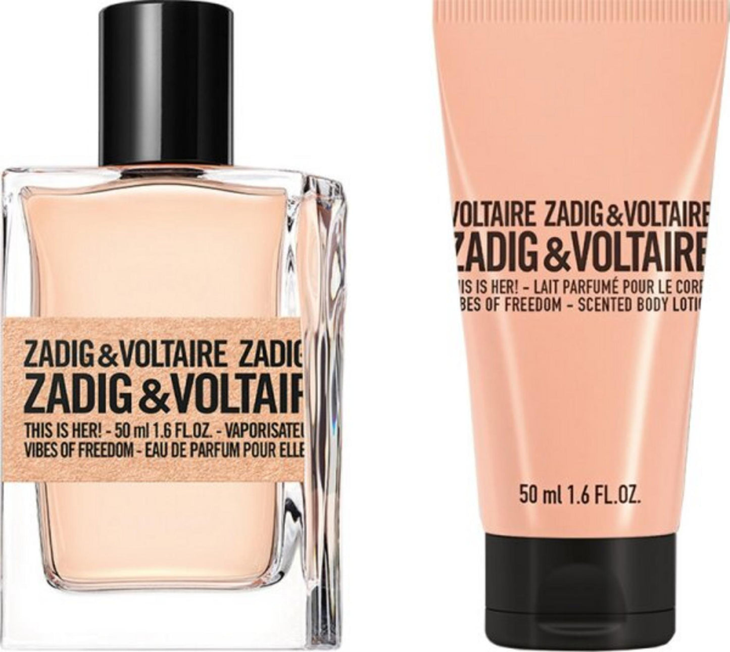 Set Zadig & Voltaire: This Is Her! Vibes Of Freedom, Apa de parfum, Femei, 50 ml + This Is Her! Vibes Of Freedom, Hydrating, Body Lotion, 50 ml
